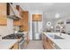 Contemporary kitchen featuring stainless steel appliances, custom cabinetry, and a breakfast bar at 2107 S Grant St, Denver, CO 80210