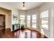 Cozy breakfast nook with access to the outdoor patio and views of the backyard at 575 Heritage Trl, Elizabeth, CO 80107