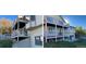 Rear exterior showing a two-story deck with wood storage at 11323 E Cimmarron Dr, Englewood, CO 80111