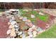 The backyard rock water feature provides a soothing and tranquil environment at 12935 Lake Circle Dr, Thornton, CO 80241