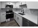 Kitchen with stainless steel appliances, modern countertops, and sleek backsplash at 3539 S Telluride Cir # A, Aurora, CO 80013