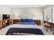 Comfortable bedroom featuring a large bed, soft carpet, and stylish furnishings at 3011 Low Meadow Blvd, Castle Rock, CO 80109