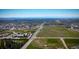 Scenic aerial view of community with open spaces, cityscapes, and mountain range in the distance at 12518 N Dixon Dr, Parker, CO 80138