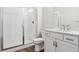 Modern bathroom featuring a glass-enclosed shower and a bright white vanity at 4978 Hickory Oaks St, Castle Rock, CO 80104