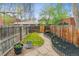 Landscaped backyard featuring a stone pathway and garden beds at 39 S Grant St, Denver, CO 80209
