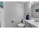 Clean bathroom featuring vanity, toilet, and towel bar at 8905 Field St # 91, Westminster, CO 80021