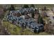 Aerial view showcases the layout of the townhome complex and its amenities at 3260 47Th St # 108A, Boulder, CO 80301