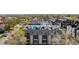 Aerial view of modern townhomes with blue rooftop at 1581 King St, Denver, CO 80204