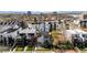Aerial neighborhood view of modern townhomes at 1581 King St, Denver, CO 80204