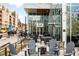 A charming outdoor patio area with comfortable seating arrangements and string lights at 1581 King St, Denver, CO 80204