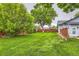 Expansive backyard with lush green grass, mature trees, and a privacy fence at 3396 S Logan St, Englewood, CO 80113