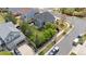 Aerial view of home featuring large backyard with patio area, and lush landscaping around property at 15915 E Summit Fox Ave, Parker, CO 80134