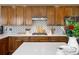 Close up of the updated kitchen features white counters, a decorative backsplash, and stainless steel appliances at 15915 E Summit Fox Ave, Parker, CO 80134