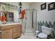 Bathroom featuring a standing shower, new fixtures, and decor at 5910 Mccart Ranch Cir, Elizabeth, CO 80107