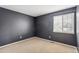Bedroom with carpet flooring, navy walls, and window at 1663 W 135Th Way, Denver, CO 80234
