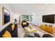 Bright living room with modern decor, large windows, and stylish furniture. Freshly painted white walls at 9125 Lowell Ct, Westminster, CO 80031