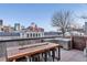 Outdoor terrace featuring a kitchen prep area, dining table, and city views at 1750 Wewatta St # 1102, Denver, CO 80202