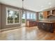 Eat-in kitchen features a beautiful view, stainless steel appliances, wood countertops and island at 902 Anaconda Ct, Castle Rock, CO 80108