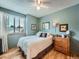 Comfortable bedroom with a cozy bed, window with blinds, and a classic wooden dresser at 3691 Bucknell Dr, Highlands Ranch, CO 80129