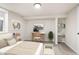 Cozy bedroom with a desk and a modern aesthetic at 7555 E 22Nd Ave, Denver, CO 80207