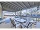 Covered patio with dining table and chairs overlooking the backyard at 2482 Purcell Pl, Brighton, CO 80601
