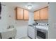 Functional laundry room equipped with modern washer, dryer and utility sink at 6487 W Weaver Ave, Littleton, CO 80123