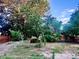 Lush backyard featuring mature trees and a glimpse of a fence line at 19156 E Arizona Pl, Aurora, CO 80017