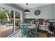 Charming dining area with backyard access, featuring a fireplace and an inviting view at 10743 W Turtle Mtn, Littleton, CO 80127