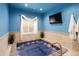 Enjoy the indoor hot tub room, with a TV for entertainment and a window to let in natural light at 9188 Buck Hill Dr, Highlands Ranch, CO 80126