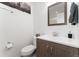 Bright half bathroom featuring modern vanity and faucet at 3090 W 107Th Pl # F, Westminster, CO 80031