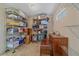 Organized storage room with shelving units and various containers for efficient storage at 4724 Hopi Rd, Indian Hills, CO 80454