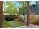 Backyard area with artificial turf, privacy fence and a patio with shade at 3384 Cranston Cir, Highlands Ranch, CO 80126