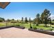 Brick patio featuring raised garden beds with views of the scenic backyard at 5542 Ponderosa Dr, Parker, CO 80134