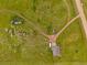 Top-down aerial shot highlighting the property's layout, rock formations, and access roads at 28495 La Donna Vista Ln, Elizabeth, CO 80107