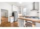 Stylish kitchen features stainless steel appliances, butcher block countertops, and ample storage at 2841 Stout St, Denver, CO 80205