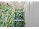 The pantry has open shelving and colorful, patterned wallpaper at 2841 Stout St, Denver, CO 80205