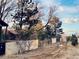 Long driveway flanked by trees leads to a house with a stone wall along the side at 7194 S Himalaya Way, Centennial, CO 80016