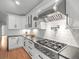 Gourmet kitchen featuring stainless steel appliances, custom hood, and gas cooktop at 3049 S Vine St, Denver, CO 80210