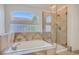 The bathroom features a large soaking tub and a glass shower at 13895 Sandtrap Cir, Broomfield, CO 80023