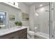 Modern bathroom with a large shower and marble vanity at 6618 E Lowry Blvd # 210, Denver, CO 80230