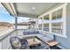 Relaxing covered patio with comfortable seating, ideal for enjoying outdoor living and mountain views at 631 Felicity Loop, Castle Rock, CO 80109