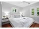 Cozy bedroom features hardwood floors and two large windows at 3321 Stuart St, Denver, CO 80212