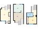 Detailed floor plan showcasing the layout of the living areas, kitchen, and staircases at 9852 E Idaho St, Aurora, CO 80247