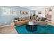Cozy living room featuring a plush sectional sofa and vibrant blue rug at 4502 S Gar Way, Littleton, CO 80123