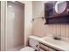 Small bathroom with a shower, toilet, and vanity at 206 S 22Nd Ave, Brighton, CO 80601