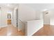 Upstairs hallway features hardwood floors leading to a bathroom and bedrooms at 3355 S Emerson St, Englewood, CO 80113