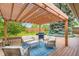 Relaxing outdoor patio with modern seating, a grill, and a wooden pergola at 2531 S Hoyt Ct, Lakewood, CO 80227