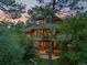 A stunning home set among mature trees, with an upper level balcony and lush landscaping at 4406 Orofino Pl, Castle Rock, CO 80108