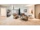 Finished basement area with neutral carpet, exercise equipment, and a cozy seating area at 2838 Cascade Creek Dr, Lafayette, CO 80026