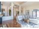 Spacious living room with hardwood floors, an open layout, and modern decor, ideal for relaxation and entertainment at 93 Glenmoor Dr, Englewood, CO 80113